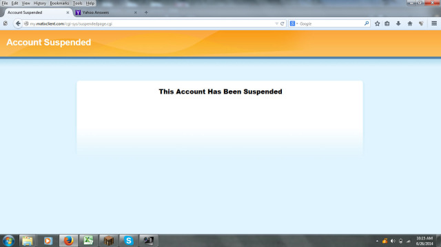 Matix Hacked Client Account Suspended