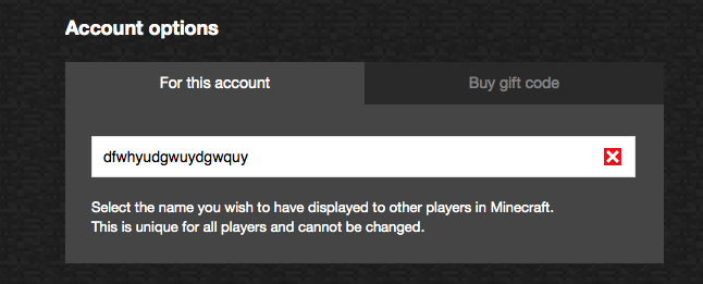 Choosing a minecraft username not working