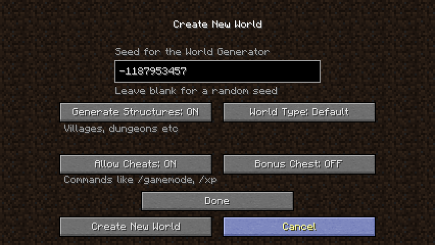 How to enter the seed in minecraft - 1